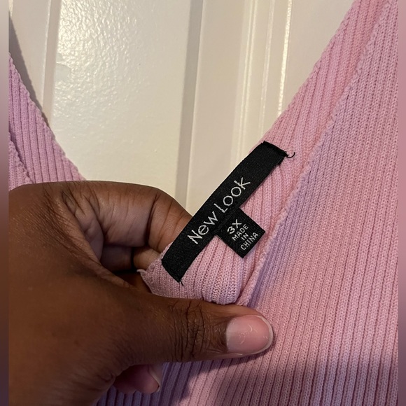 Plus Size Rib Knit V Neck Tank Dress, Lavender, 3X - Picture 4 of 4